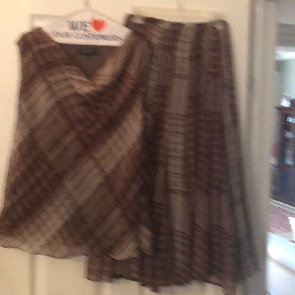 2 piece - Top & skirt - burgundy/light gray